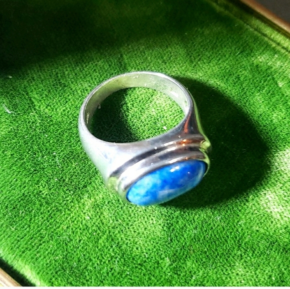 Blue Sodalite STERLING SILVER CABOCHON OVAL SHAPE STONE 925 RING SIZE 7 - Picture 5 of 5